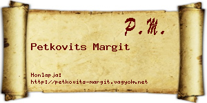 Petkovits Margit névjegykártya