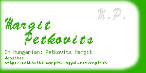 margit petkovits business card